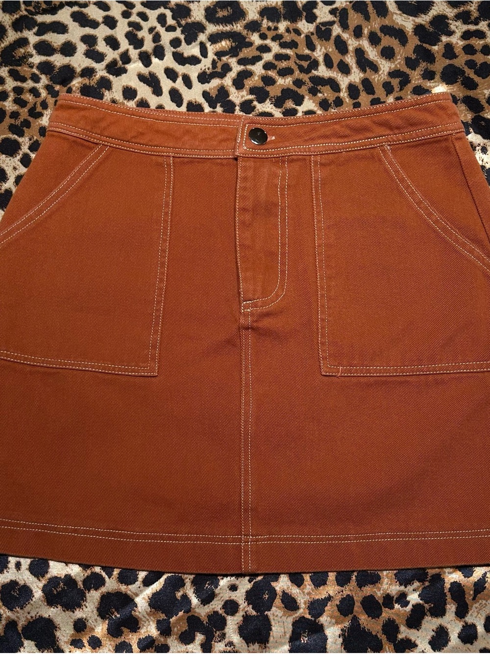 Sofi Angel Rust Orange Denim Mini Skirt
